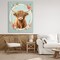 Stupell Industries Highland Cow In Floral Border Canvas, design by Petal Prints Design